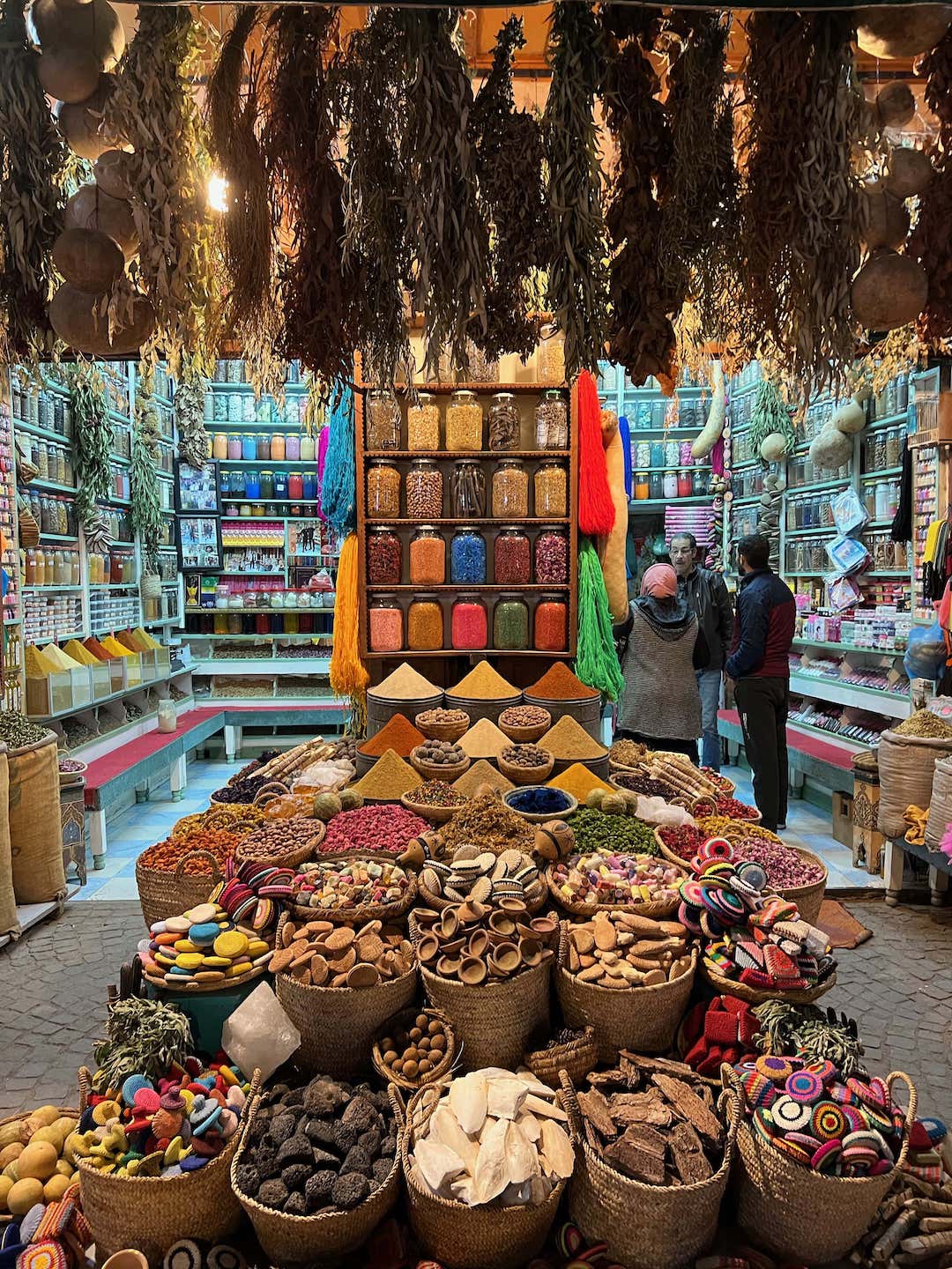 colorful spice market in marrakech, morocco