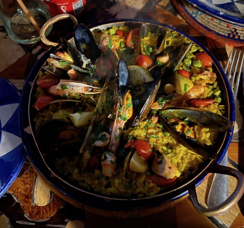 best restaurants in essaouira paella at salut maroc